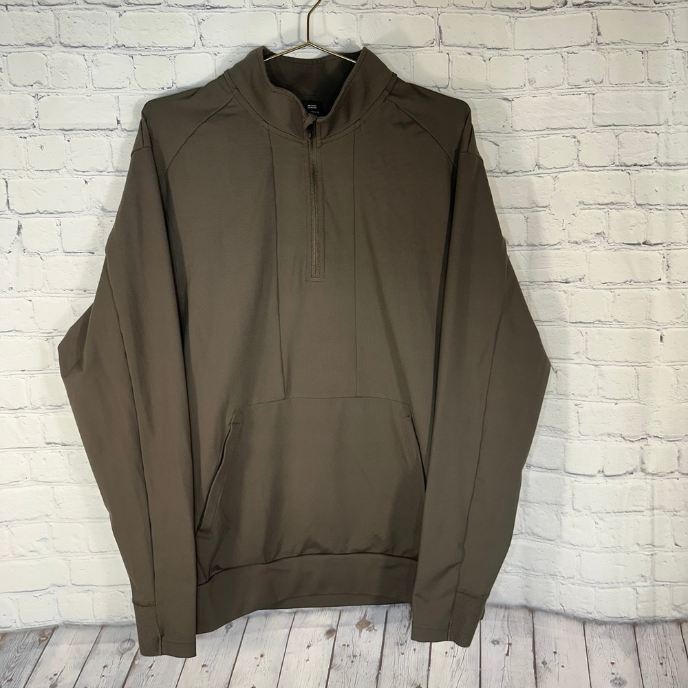 Alphalete Mens XL Quarter Zip Pullover Brown Olive Performance Gym Top LDB MORE